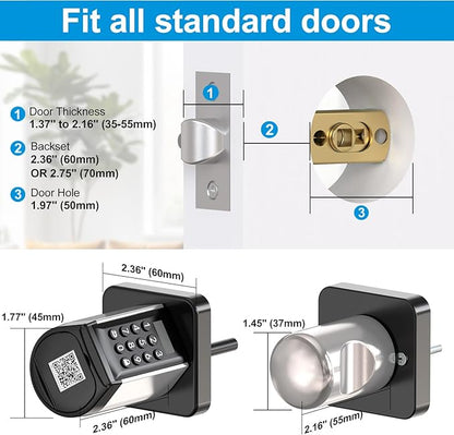WELOCK WiFi Smart Door Lock, 5-in-1 Keyless Entry Doorknob with Auto-Locking, Bluetooth App Control,Password,2 Keys and IC Cards, Easy Installation for Bedroom,Home, Office(Black)