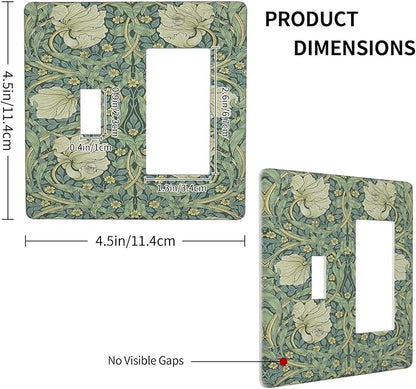 Outlet Covers Vintage Floral Plant Sage Green William Morris 1 Toggle 1 Rocker Combination Decorative Wall Plate Light Switch Cover Plate Electrical Switch Plates for Bedroom Home Decor