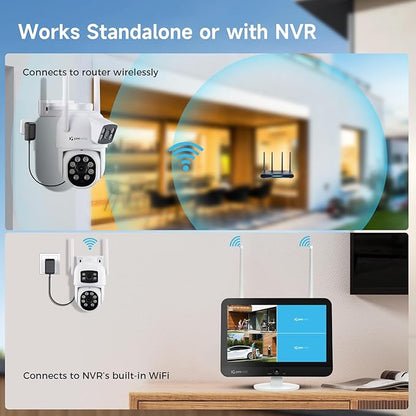 Yeewise Dual Lens WiFi Security Camera with AI Tracking, WiFi 6 Outdoor PTZ Camera, 360° View Home Security, 5/2.4Ghz Dual Band, Easy Bluetooth Setup, Plug-in Power