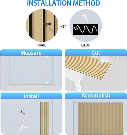 3D Slat Acoustic Wall Panels with Wood Finish Accent, 4 Pack Sound Absorbing Paneling for Studio, Office, Living Room, Bedroom Interior Decor (Natural Oak, 48''L x 24''W)