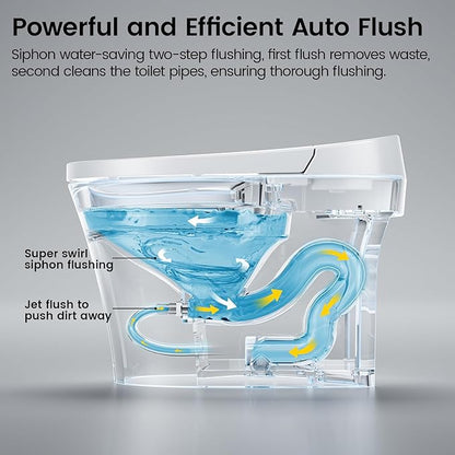 Smart Toilet with Bidet Built-In, Bidet Toilet with 1.06 GPF Auto Flush, Built-In Pump, Auto Open & Close Lid, Heated Seat & Dryer, Remote Control, Night Light, Digital Display, Blackout Flush