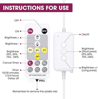 EMITEVER RF Remote Dimmer for Single Color LED Strip Lights,14-Key Wireless Remote and Controller,Work with DC 5-24V LED Products,Timer Function