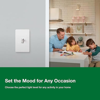Lutron Ariadni/Toggler LED+ Dimmer Light Switch for Dimmable LED, Halogen and Incandescent Dimmer Switch, 150W, Single-Pole/3-Way, AYCL-153P-AL, Almond