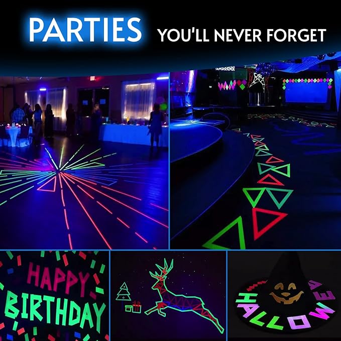 Glow King Blacklight Reactive Glow Tape | Premium UV Fluorescent Neon Party Gift for Events | Multipurpose Luminous Colored Tape for Room Decoration | Glow in The Dark Cloth Tape – 1 in x 18 ft