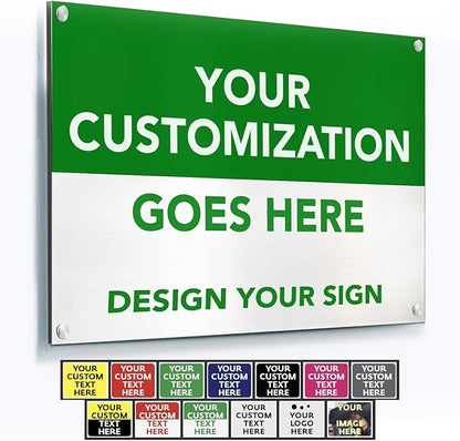 SPEEDYORDERS Custom Outdoor Metal Signs, Personalized Aluminum Signs, Customized Safety Signs, Metal Business Signs, Waterproof Outdoor Business Signs, White Aluminum (Green & White, 7x7 In)