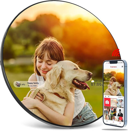 Frameo Digital Picture Frame – 10.1" Smart Mirror Touchscreen Display Anti-Fog, WiFi Digital Mirror Share Photos & Videos via App, Wall/Tabletop Mount 32GB Frame for Home Decor & Gifts
