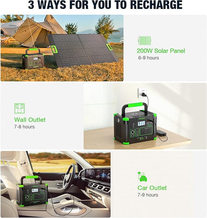 Solar Generator 1000W (Peak 2000W), EBL 999Wh Portable Power Station, 110V Pure Sine Wave AC Outlet with PD 60W USB-C Fast Charging, Outdoor Camping RV Van Home Backup Off-Grid Living