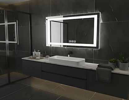 40 * 24inches LED Mirror, Smart Bathroom Mirror with Lights, Anti-Fog, Tempered Glass, 3 Colors Dimmable, Front and Backlit, CRI 90+, Wall Mounted, Memory