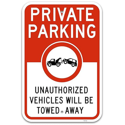 Brimar 10"x14" Private Parking Sign - Rust Free Aluminum, Weatherproof, Clear Designation for Private Parking Areas, Essential for Property Owners.