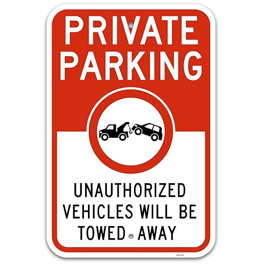 Brimar 12"x18" Private Parking Sign - Rust Free Aluminum, Weatherproof, Clear Designation for Private Parking Areas, Essential for Property Owners.