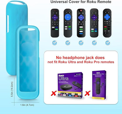 2 Pack Remote Cover for Roku,Compatible with All Roku TV Remote Case Blue and Purple