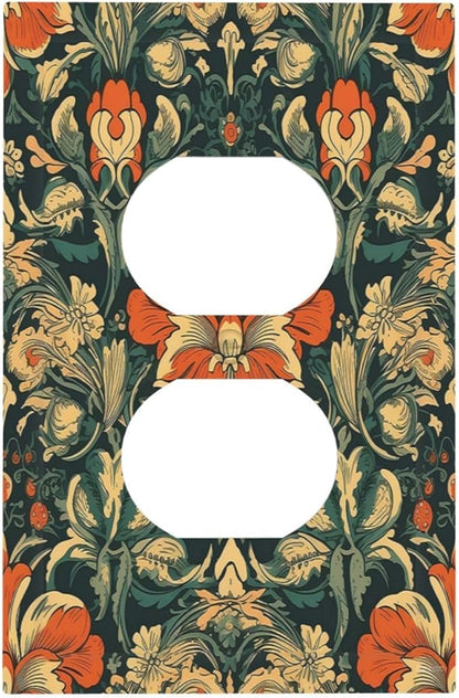 Outlet Covers William Morris Abstract Floral Plant Pattern Orangeyellowgreen 1 Gang Duplex Wall Plate Decorative Switch Plates Electrical Receptacle Faceplate Light Switch Cover for Bedroom