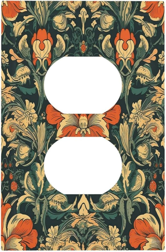 Outlet Covers William Morris Abstract Floral Plant Pattern Orangeyellowgreen 1 Gang Duplex Wall Plate Decorative Switch Plates Electrical Receptacle Faceplate Light Switch Cover for Bedroom