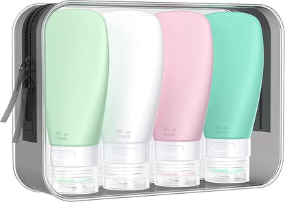 INSFIT Portable Travel Bottles, TSA Approved Leak Proof Containers for Toiletries, BPA Free Refillable Accessories for Shampoo, Body Wash, Liquids (4 Pack)