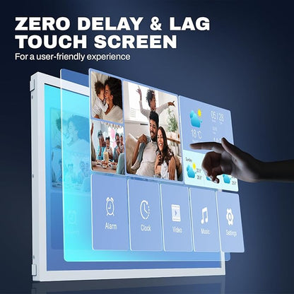 21.5 Inch Touchscreen Large Digital Picture Frame with FHD IPS Screen, 32GB WiFi Digital Photo Frame,Remote Control, Wall-Mountable, Share Photo/Video via Apps, Email, USB/Mirco SD, White