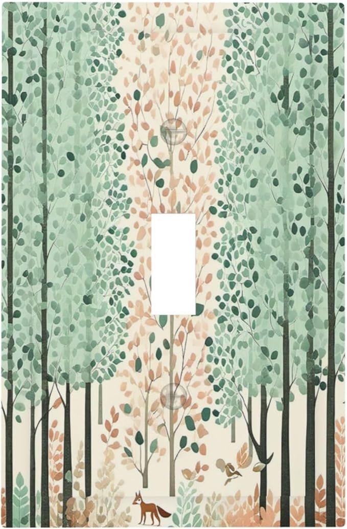 Boho Wildflower Forest Woodland Animals Decorative Light Switch Cover 1 Gang Single Toggle Decorator Outlet Wall Plate Device Electrical Faceplate Switchplates for Bedroom Bathroom Decor