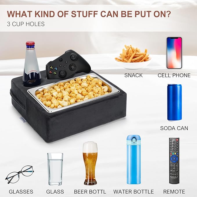Couch Cup Holder, Couch Caddy, Couch Drink Holder, Bed Cup Tray, Sofa Cup Holder Remotes Holder for Cups, Headphones, Snacks and Phones, Use it on Car, Pack, Beach, RV, and More(Grey)