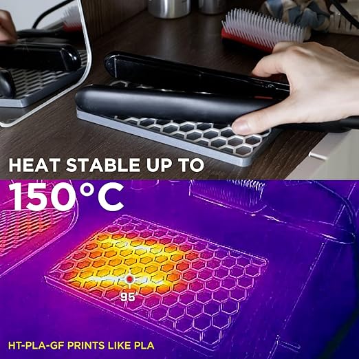 Polymaker HT-PLA-GF Filament 1.75mm Grey, High Temp PLA for 3D Printing, Heat Resistant to 150°C, Easy to Print, Easy to Anneal, Works with Most FDM Printers, 1kg Spool