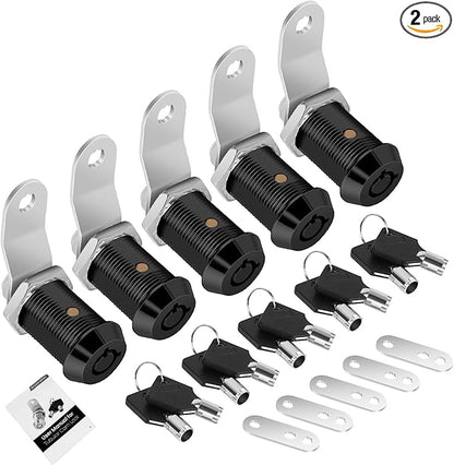 5 Pack Cabinet Lock with Keys, 1" RV Storage Locks Keyed Alike, RV Locks for Storage Door, Camper Toolbox RV Cam Locks with Manual(Black, 5Pack, 1 Inch)