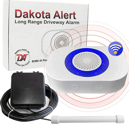 Dakota Alert Driveway Alarm Sensor - DCPA-4k Plus Driveway Alarms Wireless Outside Weatherproof Alert System, 1-Mile-Long Range Sensors, Receiver & Vehicle Detecting Probe Transmitter & 50' Wire