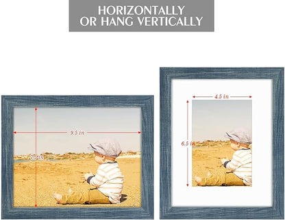Golden State Art, 8x10 Picture Frame with Mat for 5x7 Photo - High Definition Glass Wall Mounting or Tabletop Display (Blue, 2 Pack)