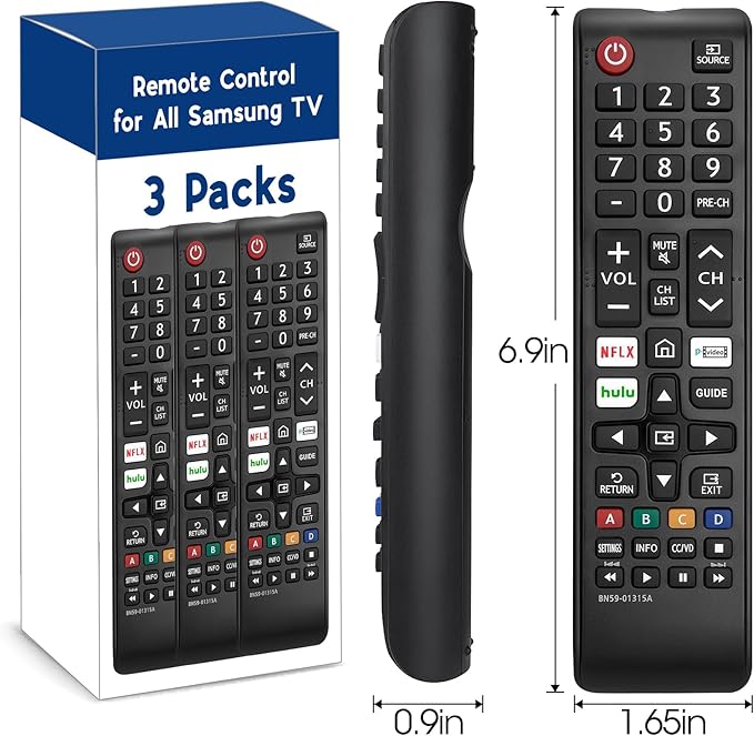 3 Pack Remote for All Samsung TV Remote, Replacement Compatible with All Samsung Smart TVs, LCD, LED, 3D, HDTV, Series TVs
