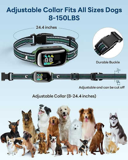 Dog Shock Collar - 3300FT Dog Training Collar with Remote, IPX7 Waterproof Electric Dog Collar with 4 Training Modes, Security Lock, Rechargeable E-Collar for Small Medium Large Dogs (Green)