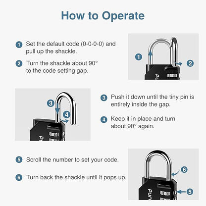 Puroma 4 Pack Combination Lock for Locker 4 Digit Outdoor Waterproof Padlock for School, Gym, Sports, Fence, Toolbox, Gate, Case, Outdoor, Hasp Storage, Cabinets (Red & Black)