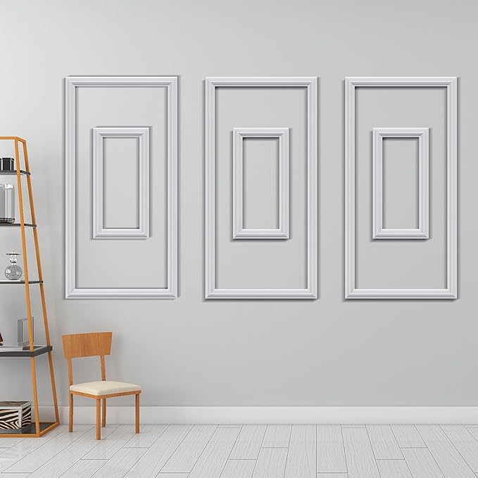 3 PCS Premade Wainscoting Panels Accent Wall Panels for Interior Wall Decor Easy DIY Build and Batten Chair Rail & Picture Frame Door Decor(12 x 24 + 6 x 12in)