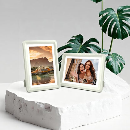Light Gray 5x7 Picture Frame with Acrylic Front 4 Pack, ABS Frame for 5x7 or 4x9 Photos, Shatterproof UV-Resistant Tabletop Photo Frame, Vertical/Horizontal Display for Home Décor