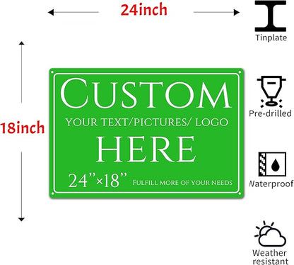 Custom Sign, personalized metal sign，Aluminum Weatherproof Metal Sign Multiple Sizes, Large, 24 * 18, reflective,Business, Workplace, office, Home, Delivery Signs(24 * 18 Inch)