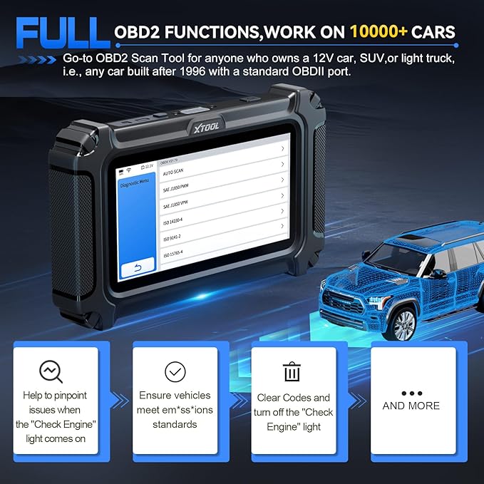 OBD2 Scanner Diagnostic Tool XTOOL D6: All System Scanner for Car with Free Updates, 15 Resets, Throttle Body Relearn, ABS Bleed, FCA AutoAuth & CAN FD, 2025 Upgrade Ver. of XTOOL D5/D5S