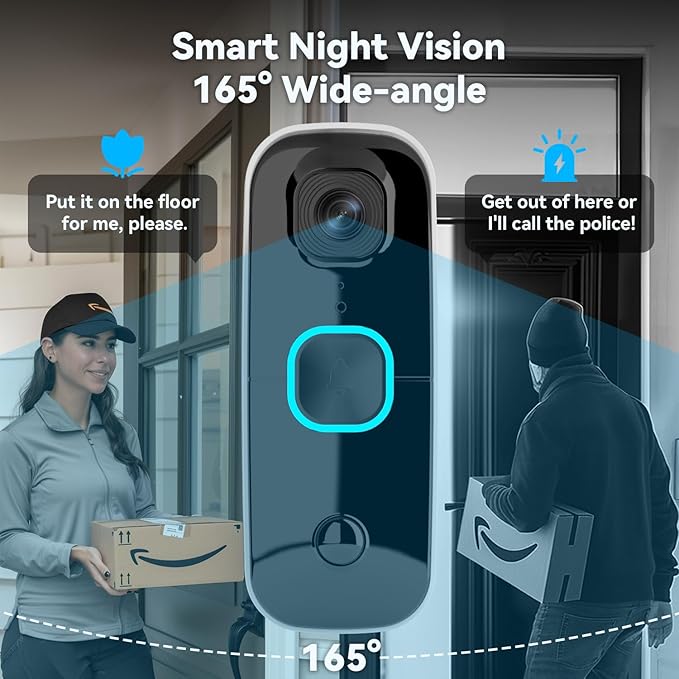 Swann Buddy4K UHD Wireless Video Doorbell & Chime | No Monthly Fee | Ultra-Wide 165° View | Smart Analytics | 2-Way Audio | Night Vision | Easy Installation | Indoor & Outdoor Surveillance | 4KBUDDY
