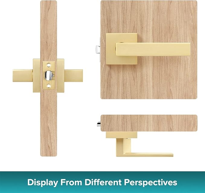 10 Pack Heavy Passage Door Levers Keyless Modern Stain Brass Door Lock Hardware, Left/Right Hand Reversible, Interior Locks for Hall or Closet Door Handles Non-Locking Lever Set