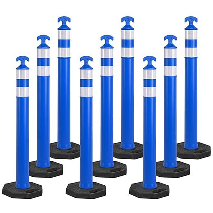 OrangeStar 9-Pack 42" Traffic Delineator Post Cones with Heavy Duty Rubber Base, Blue Safety Cones for Road, Parking Lot, Warehouse, Construction Zone Safety