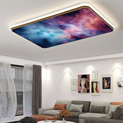 2PCS Fluorescent Light Cover for Ceiling Light Classroom-Starry Night Patten Magnetic Light Cover Shade Panel,Decorative Film Filter for Reducing Harsh Glare Flicker Home School Office Decorations