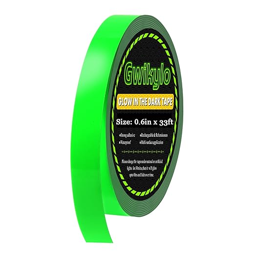 Glow Tape Glow in The Dark Waterproof Outdoor 0.6 Inch x 33 Feet Fluorescent Tape Luminous Tape Halloween Decorations and Stage