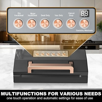 5.0 Precision Food Vacuum Sealer Machine, Commercial Full Automatic Vacuum Sealer Machine, Deluxe Powerful Vacuum Sealing System, Double Heat Seal, Built-in Cutter&Storage, 2 Bag Rolls&Hose,Sous Vide