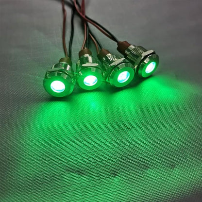 5pcs 10mm LED Metal Indicator Light AC/DC 12-24V Waterproof Signal Lamp Pilot Dash Directional with Wire(Green)