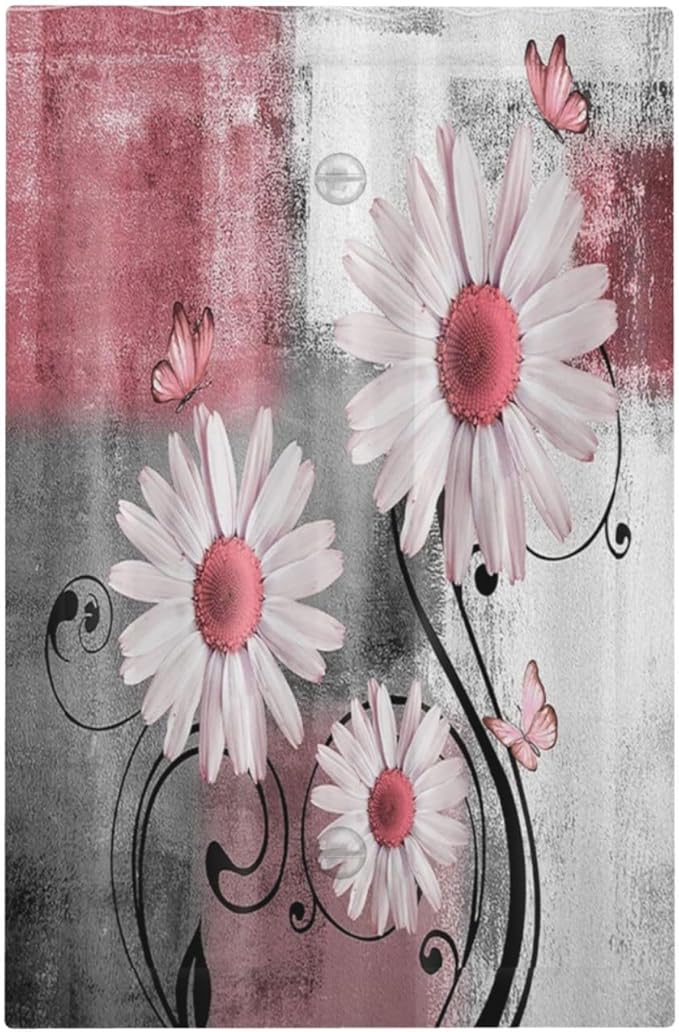 Light Switch Cover Plate Pink Floral Rustic Daisy Flower And Butterfly 1 Gang No Device Blank Electrical Wall Plates Faceplate Decorative Switch Plate for Farmhouse Cabin Decor