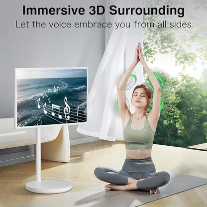 Portable TV on Wheels, Portable TV 4K Touch Screen TV, TV on Wheels 8G+128GB, Portable Smart TV Android 13, Built-in Battery(5-8H), Full Swivel Rotation, Remote Control (32 inches)