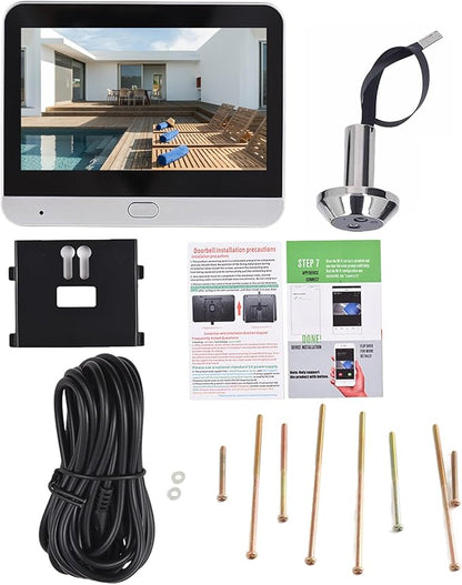 Smart Video Doorbell Camera, WiFi Door Peephole Camera with 4.3in Display Monitor, Tuya APP Wireless Digital Door Viewer, Smart Motion Detection, Night Vision, Rechargeable 5000Ah Battery