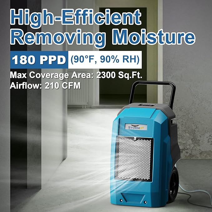 ALORAIR 180Pints LGR Industrial Dehumidifier with Pump and Drain Hose, Portable Commercial Dehumidifier with Wheels for Home, Basements, Garages, and Job Sites