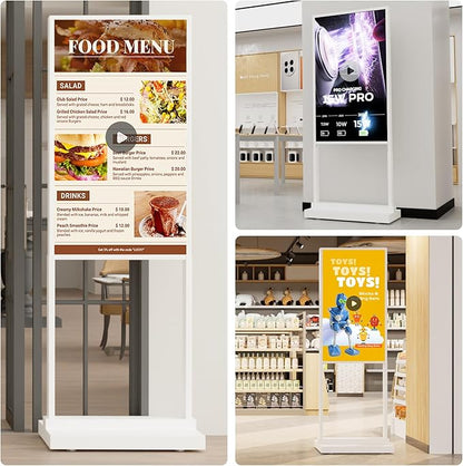 43 Inch Digital Signage Display Kiosk, Indoor Floor Standing Advertising Display Poster, LCD Commercial Display with Auto Media Player, Android System, USB/WiFi