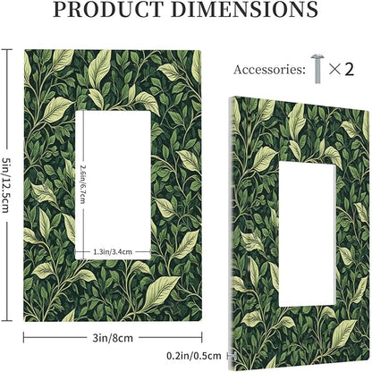 Outlet Covers Vintage Green Plant Leaves 1 Gang Wall Plates Single Rocker Light Switch Covers Decorative Switch Plates Electrical GFCI Panel Covers for Home Office Decor 5 X 3 IN