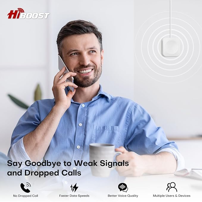 Cell Phone Booster for Home Office, Cover to 8,000 Sq Ft Signal Booster 4G LTE Compatible 5G with LCD Touch Screen 70dB Gain for All U.S. Carriers Verizon, AT&T, T-Mobile, App Support, FCC Approved