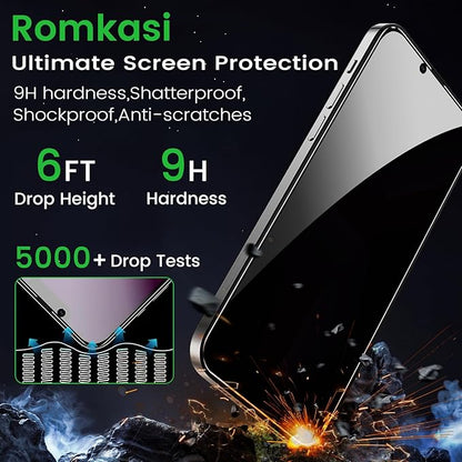 3 Pack Privacy Screen Protector for iPhone 13 6.1 Inch with 3 Pack Camera Lens Protector, Anti Spy Tempered Glass Film, Anti-Scratch, Touch Sensitive, Case Friendly