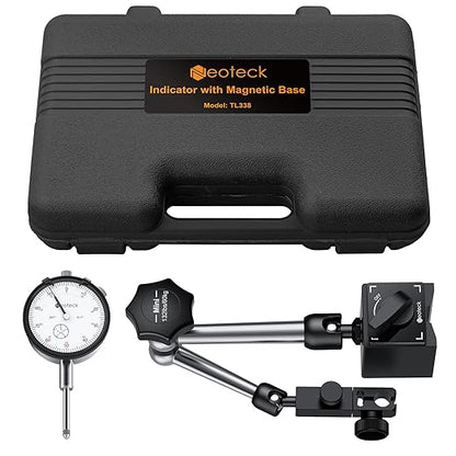 Neoteck Dial Indicator 0-1in/0.001in with 132lbs/60kg Magnetic Base,Imperial Dial Test Indicator Gauge Set with Storage Case for Lathe,3D Printer,CNC,Automobile,Laboratory