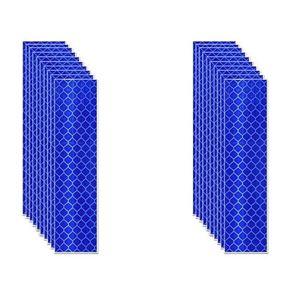Non Fading Blue Reflective Stickers 1 inch X 4 inch, Outdoor Waterproof High Visibility Warning Safety Adhesive Reflector Tape (20 Pcs)