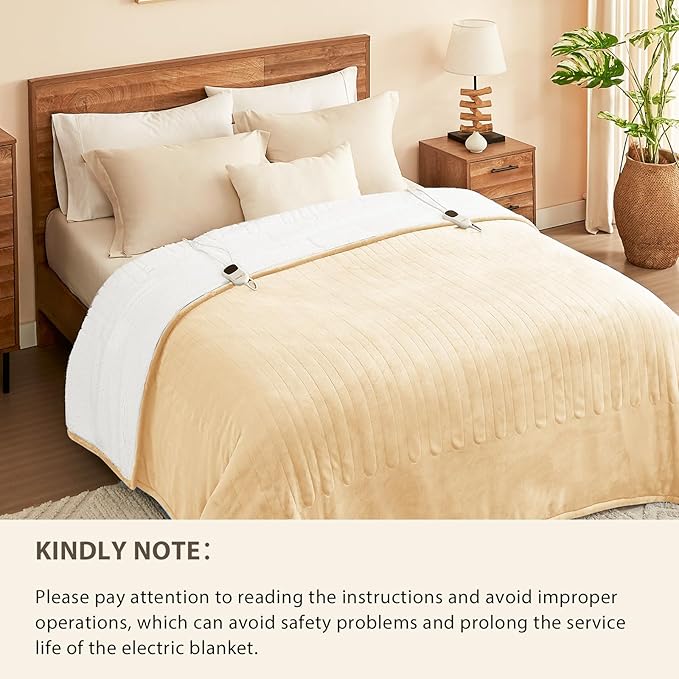 Homemate Heated Electric Blanket King Size - 100"x90" Heating BedBlanket Throw with 10 Heating Levels&8 Hours Auto Off, Fast Heating Over-Heated Protection Ultra Soft Flannel ETL Certified, Grey